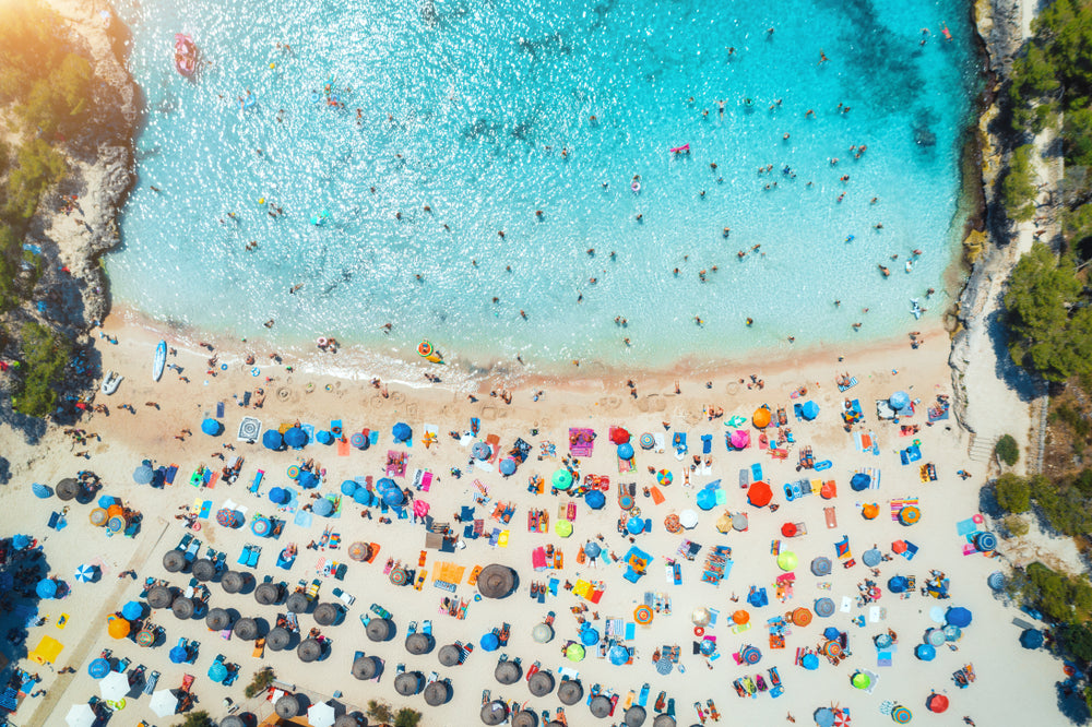 Sea with Tourists Aerial View Home Decor Premium Quality Poster Print Choose Your Sizes