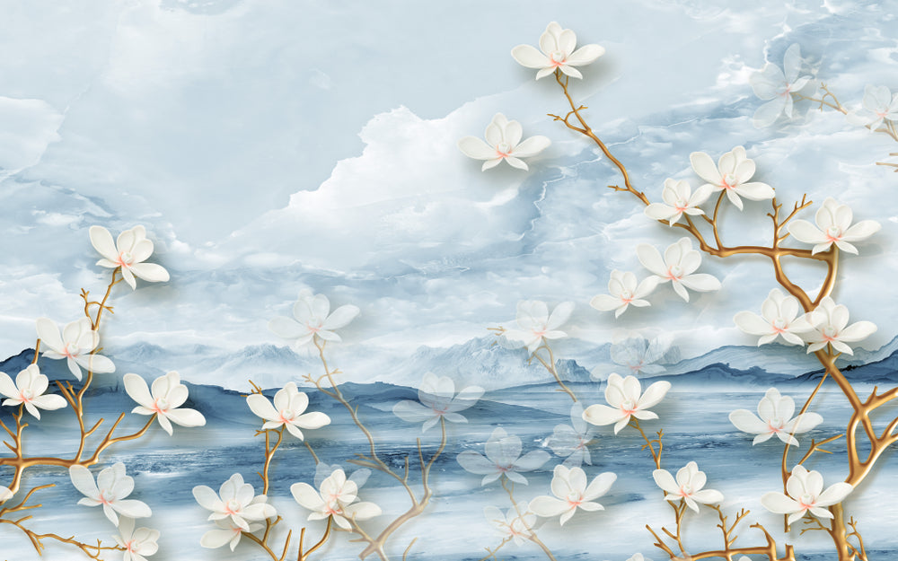 White Flower Tree 3D Design Home Decor Premium Quality Poster Print Choose Your Sizes