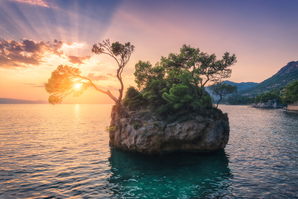 Island on Sea Scenery Photograph Home Decor Premium Quality Poster Print Choose Your Sizes