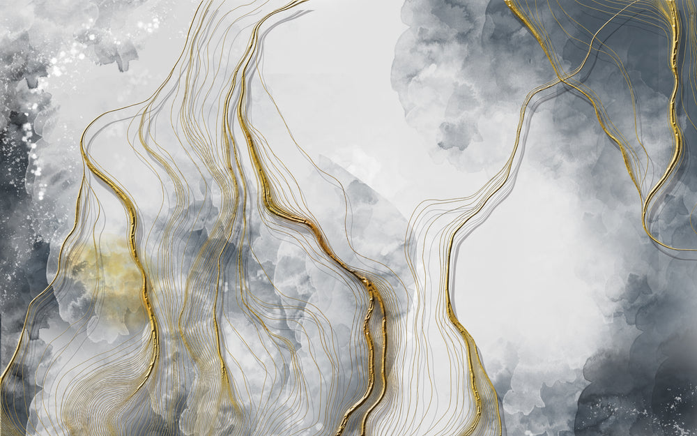 Grey & Gold Abstract Design Print 100% Australian Made