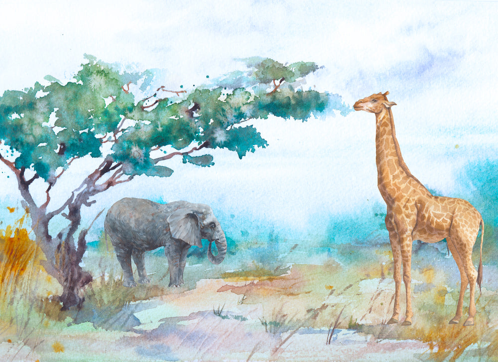 Animals in Forest Watercolor Art Print 100% Australian Made