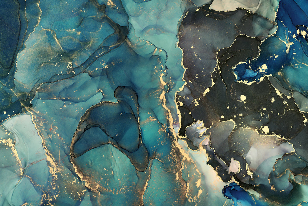 Green Blue & Gold Abstract Design Home Decor Premium Quality Poster Print Choose Your Sizes