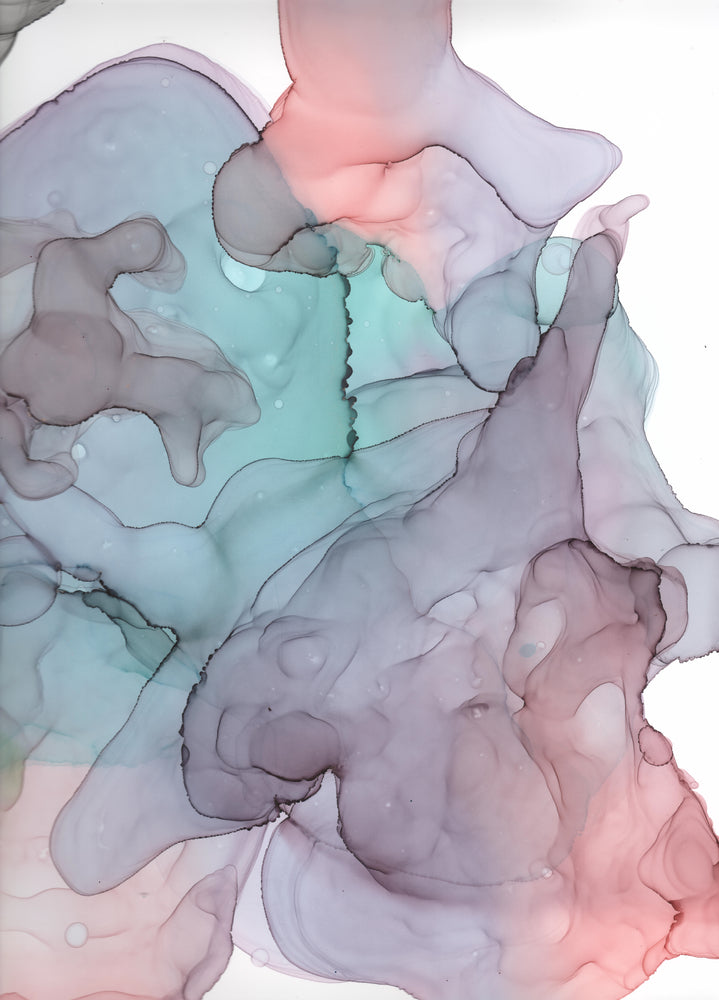Pink Green Abstract Paint Design Print 100% Australian Made