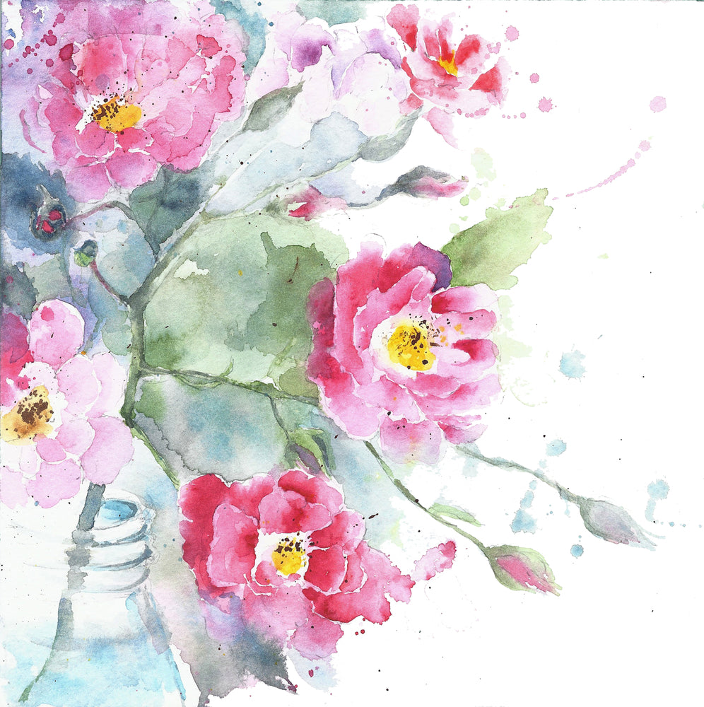 Square Canvas Floral Watercolor Painting High Quality Print 100% Australian Made