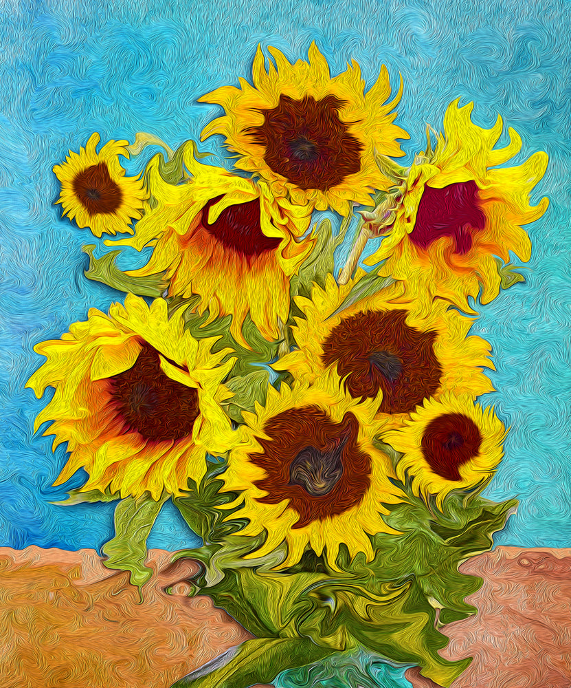 Sunflowers Closeup Oil Painting Print 100% Australian Made