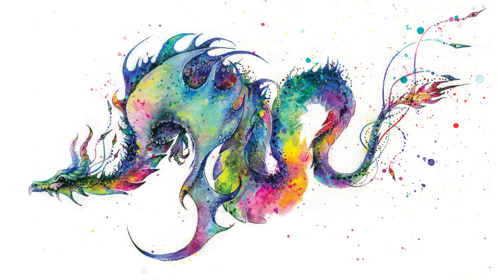 Colorful Dragon Watercolor Painting Print 100% Australian Made