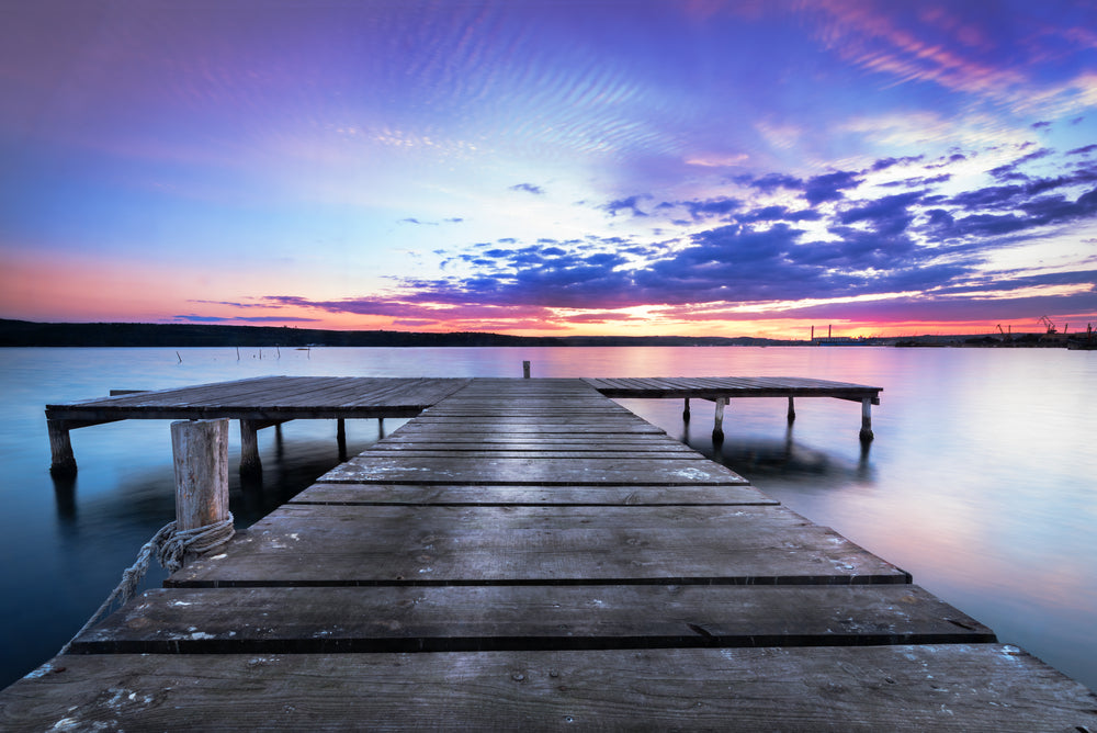 Wooden Pier & Silent Sea In Sunset Print 100% Australian Made