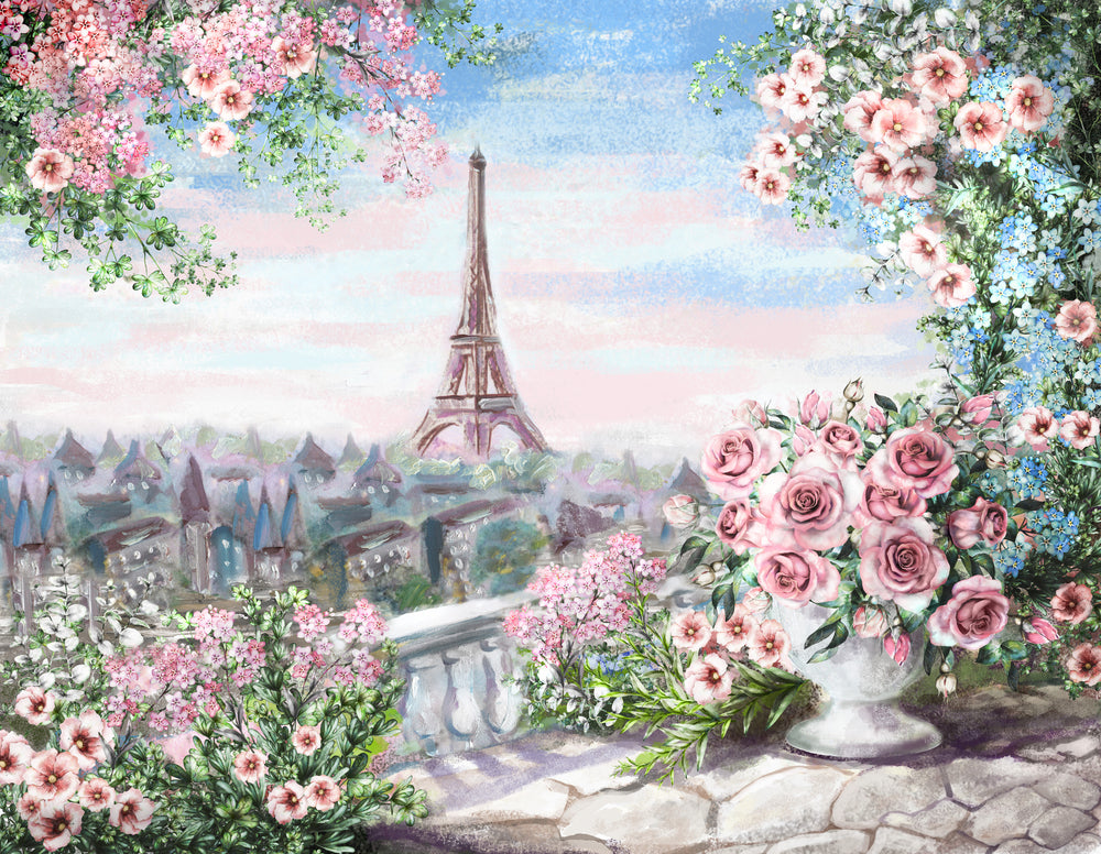 Eiffel Tower Balcony View Paint Home Decor Premium Quality Poster Print Choose Your Sizes