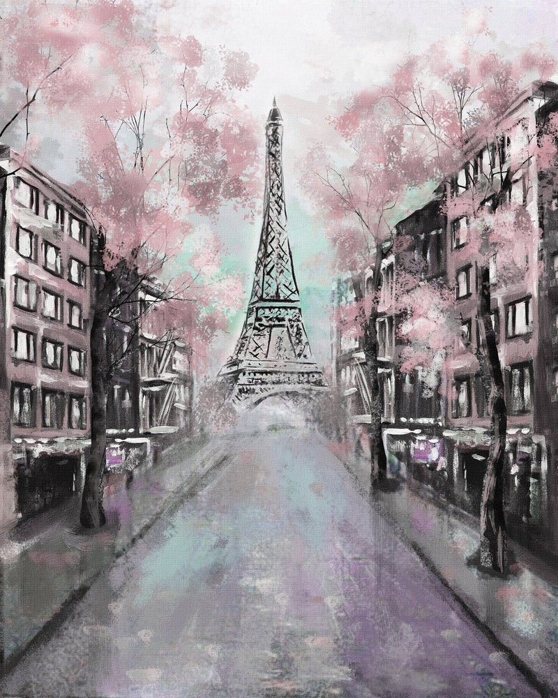 Eiffel Tower & Street Oil Paint Home Decor Premium Quality Poster Print Choose Your Sizes