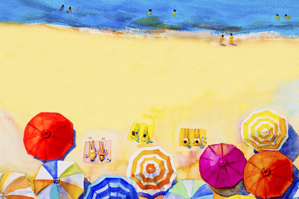 Leisure Beach Colorful Watercolor Painting Print 100% Australian Made