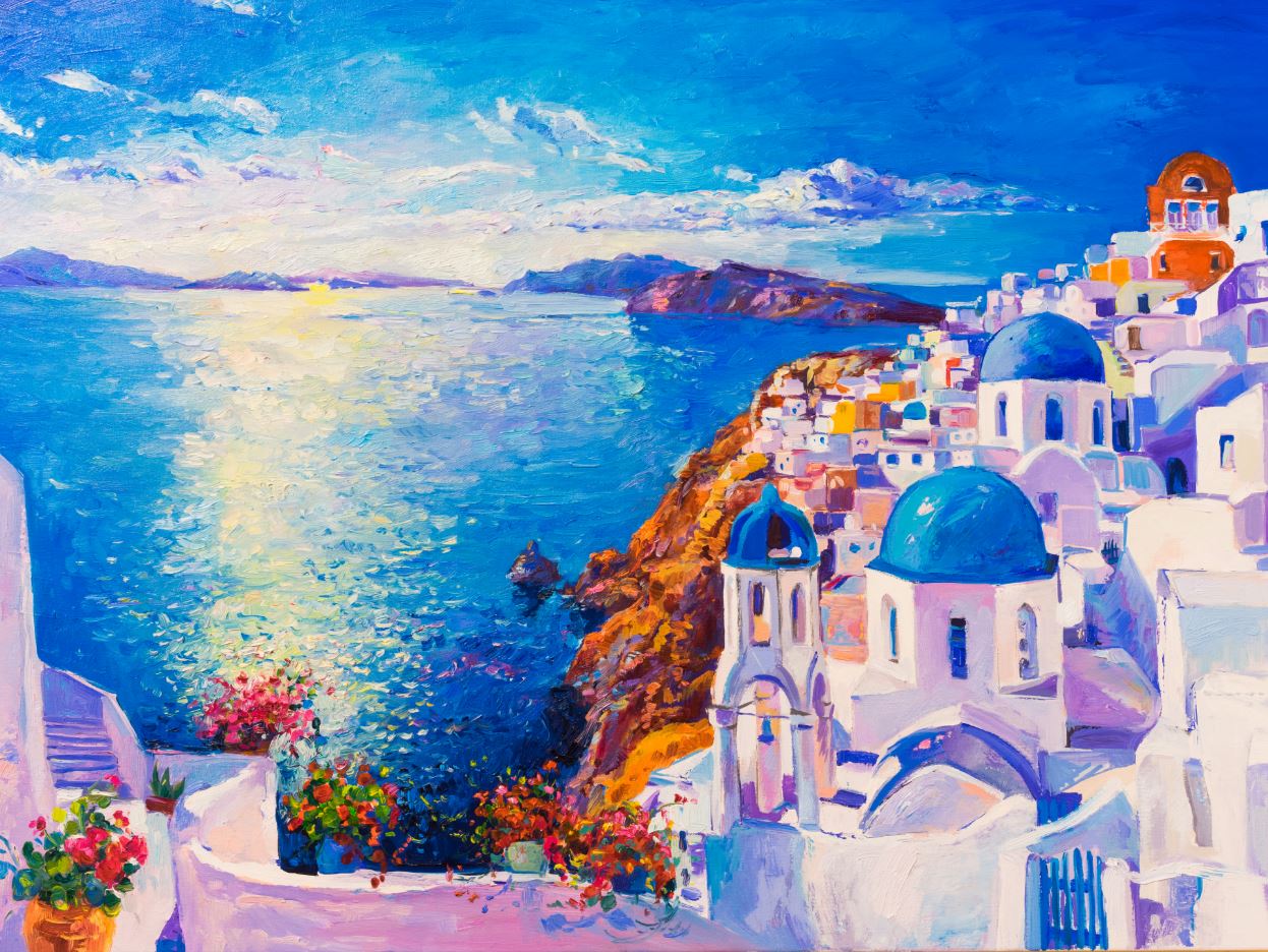 City & Sea Oil Painting Print 100% Australian Made