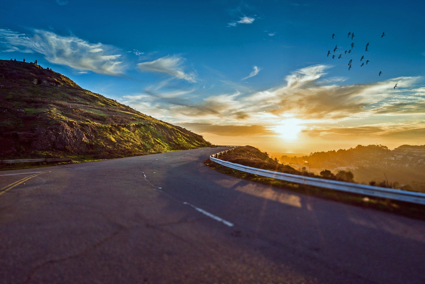 Road on Cliff Sunset Scenery View Photograph Print 100% Australian Made