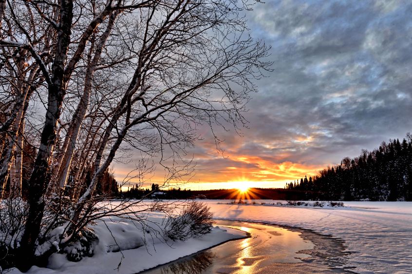 Snow Covered Ground at Sunset Photograph Print 100% Australian Made