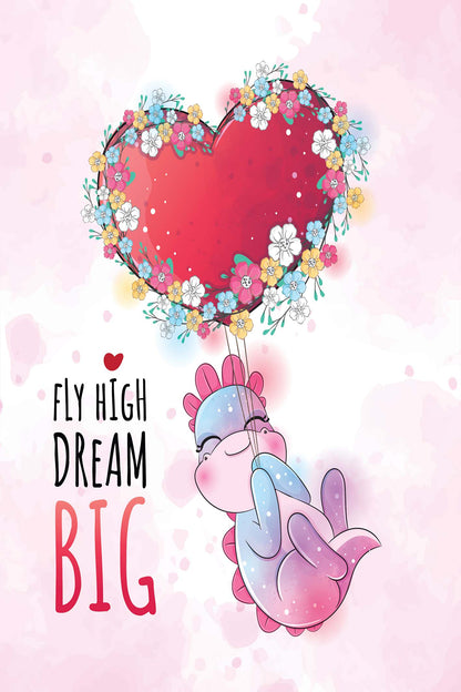 Cute Dinosaur Fly High Dream 5mm thick Plastic Poster Ready to Hang 90x60cm