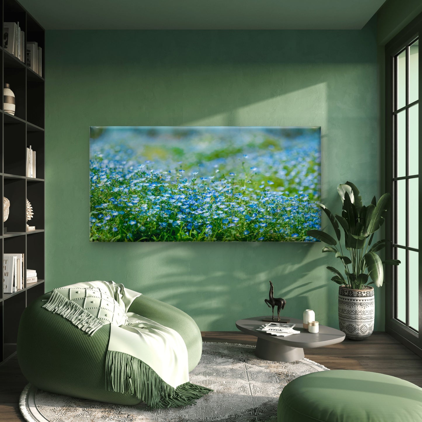 Field Of Baby Blue Eyes Wall Art Canvas Office Home Room Framed 120x60cm