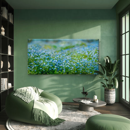 Field Of Baby Blue Eyes Wall Art Canvas Office Home Room Framed 120x60cm