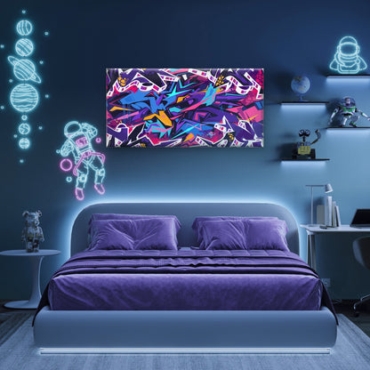 Abstract Colorful Street Graffiti Wall Art Canvas Office Home Framed 120x60cm