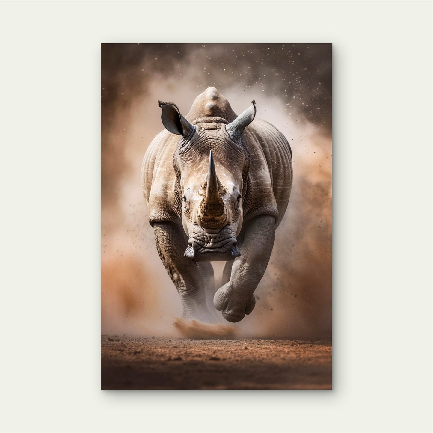 View Wild Rhino Nature 60x90cm Metal Print Ready to Hang