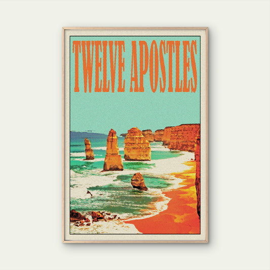Twelve Apostles Australia Vintage Great Ocean Road Travel Poster Print Wall Art
