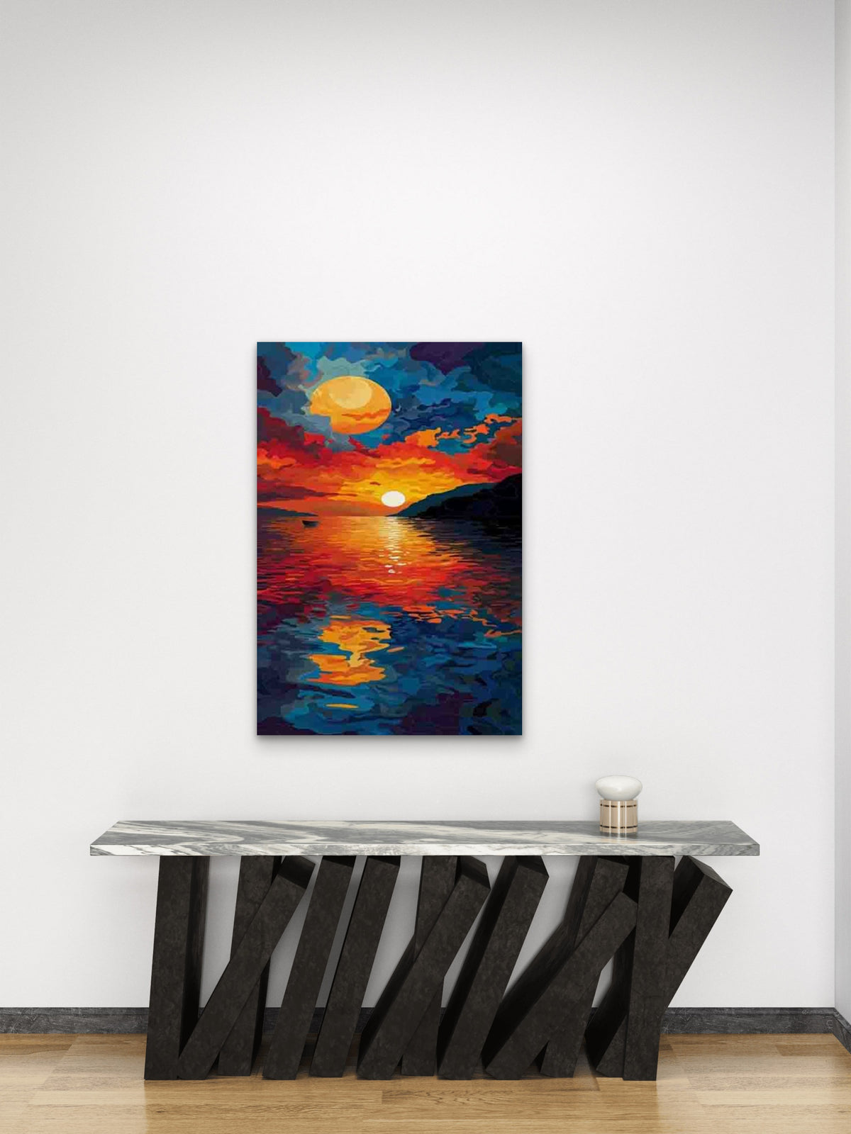 Vibrant Sunset Sea 60x90cm Metal Print Ready to Hang