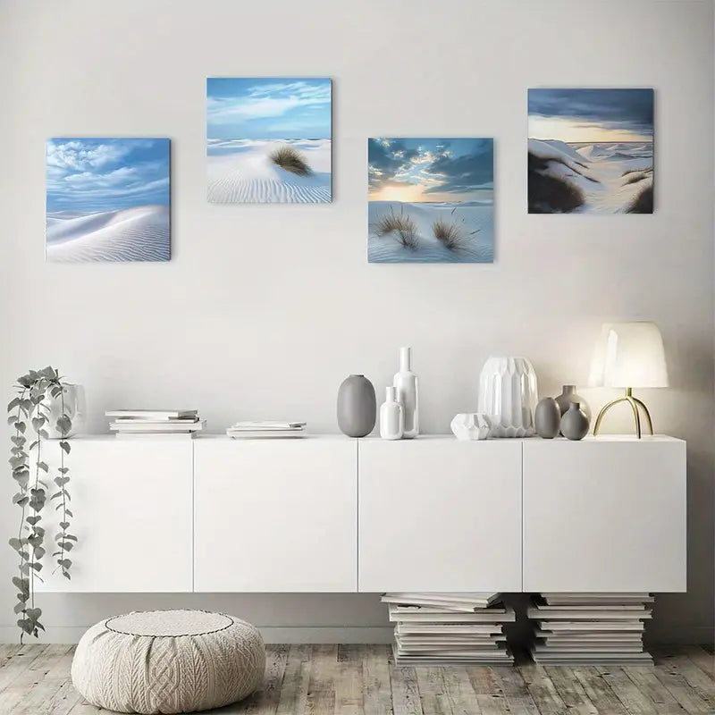 4pcs Beach & Sand Dunes Wall Art Canvas Framed