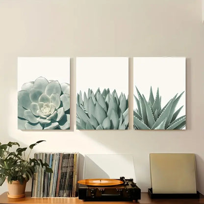 3pcs Succulent Canvas  Metal Print Ready to Hang Art
