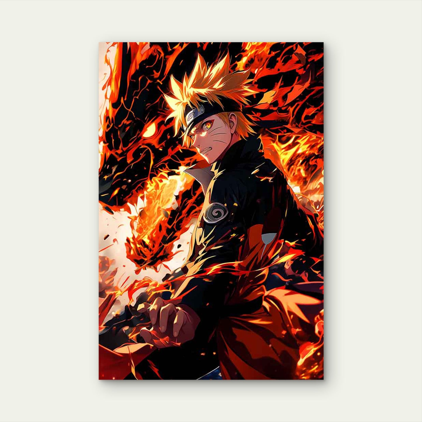 Molten Fire Beast Anime Fighter 40x60cm Metal Print Ready to Hang