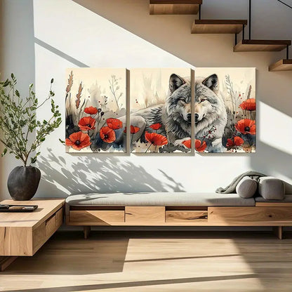 3pcs White Wolf Gray Wolf Brown Wolf Triptych Metal Print Ready to Hang Art