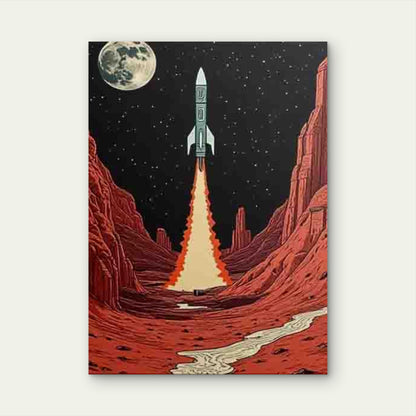 Rocket Launch Over Red Canyon 60x90cm Metal Print Ready to Hang - Bella Home Decor