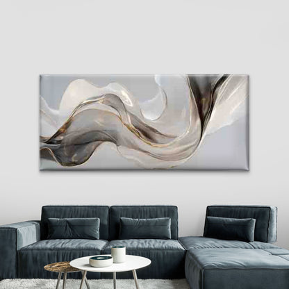 Abstract Metallic Wave Wall Art Canvas Office Home Room Framed 120x60cm