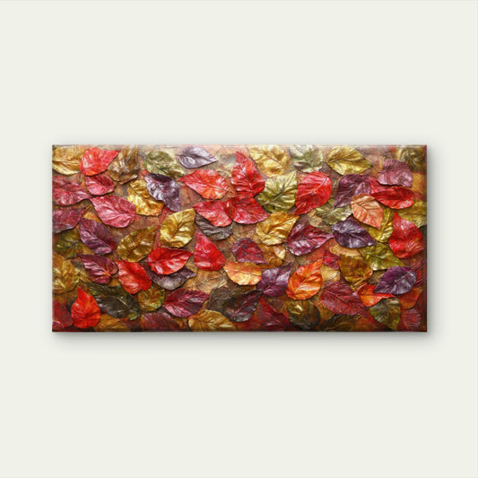 Rustic Autumn Leaves Colorful Wall Art Canvas Office Home Room Framed 120x60cm