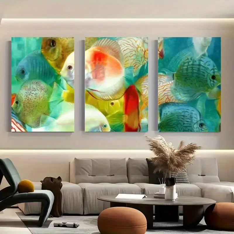 3pcs Clownfish, Angelfish & Butterflyfish Metal Print Ready to Hang Art - Bella Home Decor