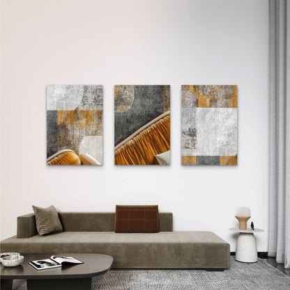 3pcs Modern Earthy Terracotta Brown Abstract  Wall Art Set Canvas Framed 40x60cm - High Quality Print 100% Australian Made Wall Canvas Ready to Hang