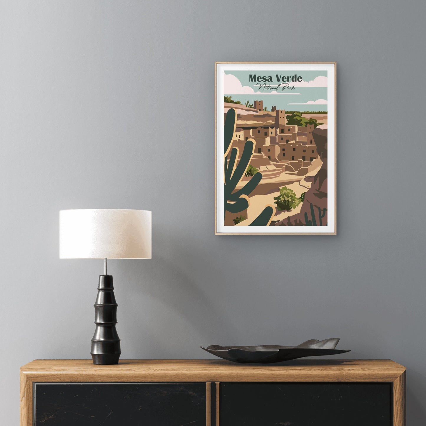 Historic Mesa Verde American Pueblo Cliffs Travel Poster Print Wall Art