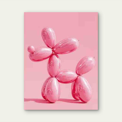 Pink Minimalist Balloon Dog 60x90cm Metal Print Ready to Hang