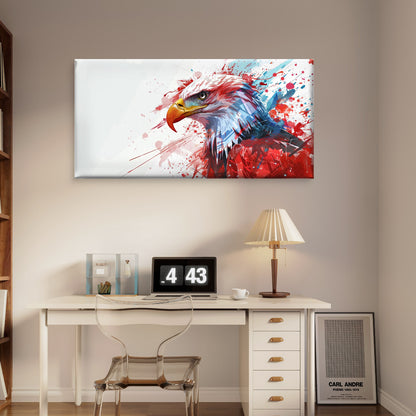 Bald Eagle Profile Splatter Wall Art Canvas Office Home Room Framed 120x60cm