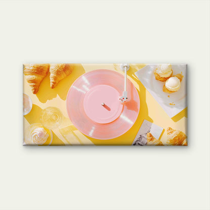 A Pink Record Player Wall Art Canvas Office Home Room Framed 120x60cm