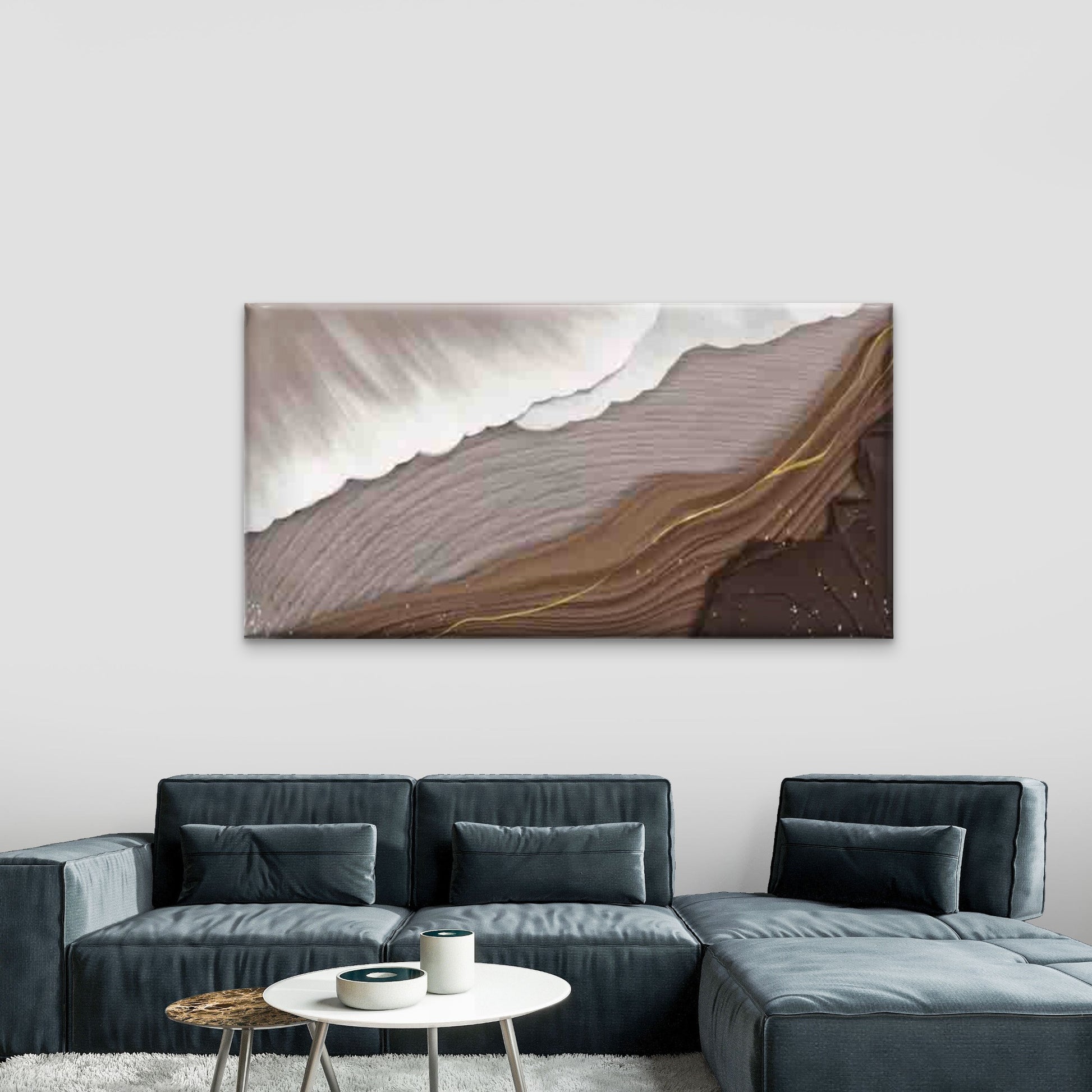 Chocolate And Golden Fusion Wall Art Canvas Office Home Room Framed 120x60cm - Bella Home Decor