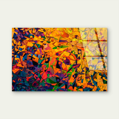 Vibrant Cubist Mosaic Kaleidoscope   Acrylic Glass Printing Wall Art Australian Made Quality