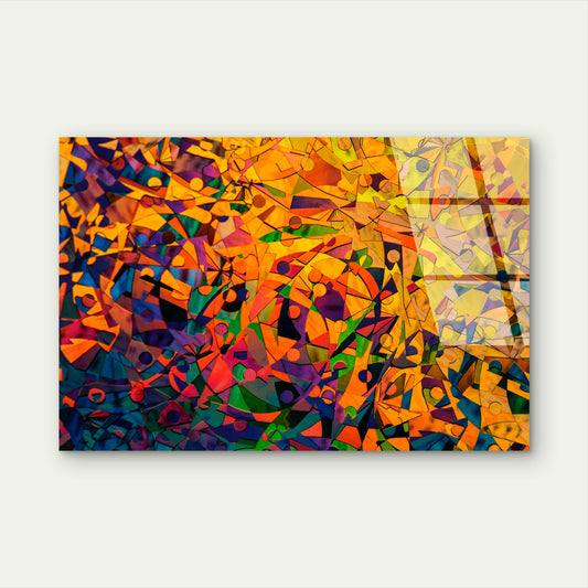 Vibrant Cubist Mosaic Kaleidoscope Acrylic Glass Printing Wall Art Australian Made Quality