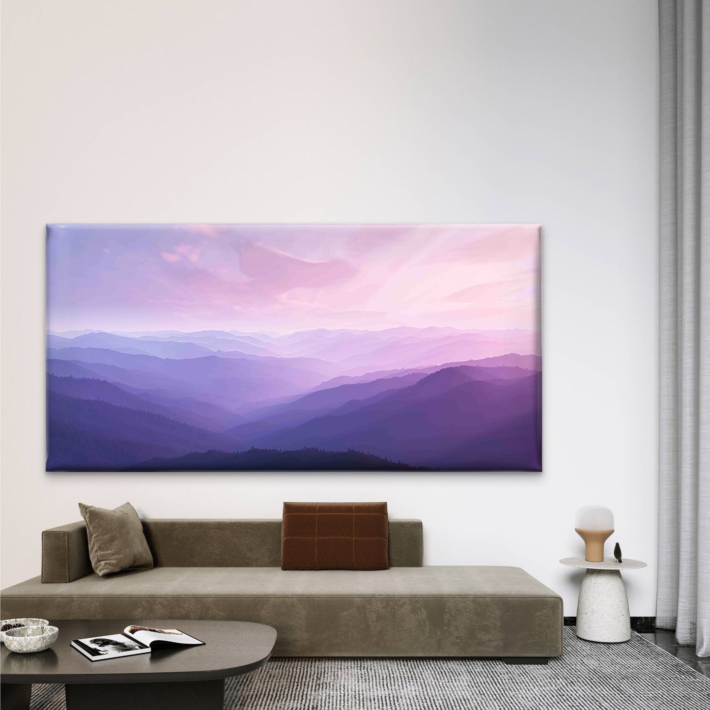 Misty Mountain Valley Wall Art Canvas Office Home Room Framed 120x60cm
