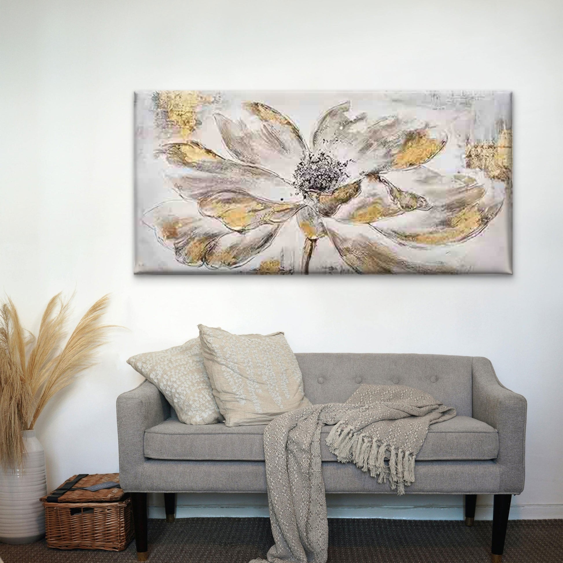 Abstract Leaf Design Wall Art Canvas Office Home Room Framed 120x60cm - Bella Home Decor