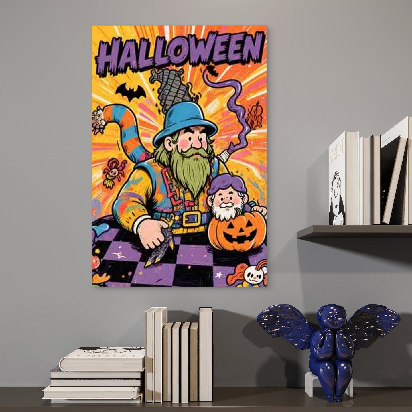 Halloween-Themed Abstract Art Metal Print Ready to Hang - Bella Home Decor