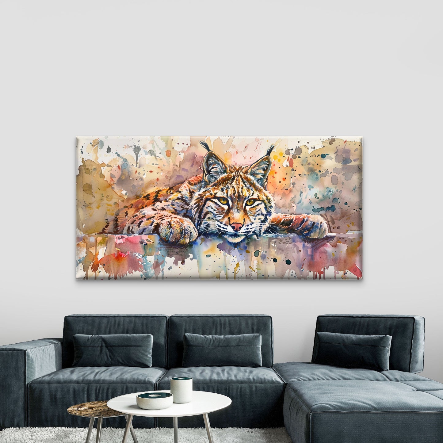Wild Lynx Stares At Viewer Wall Art Canvas Office Home Room Framed 120x60cm