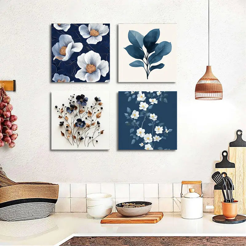 4pcs Floral Wall Art Canvas Framed