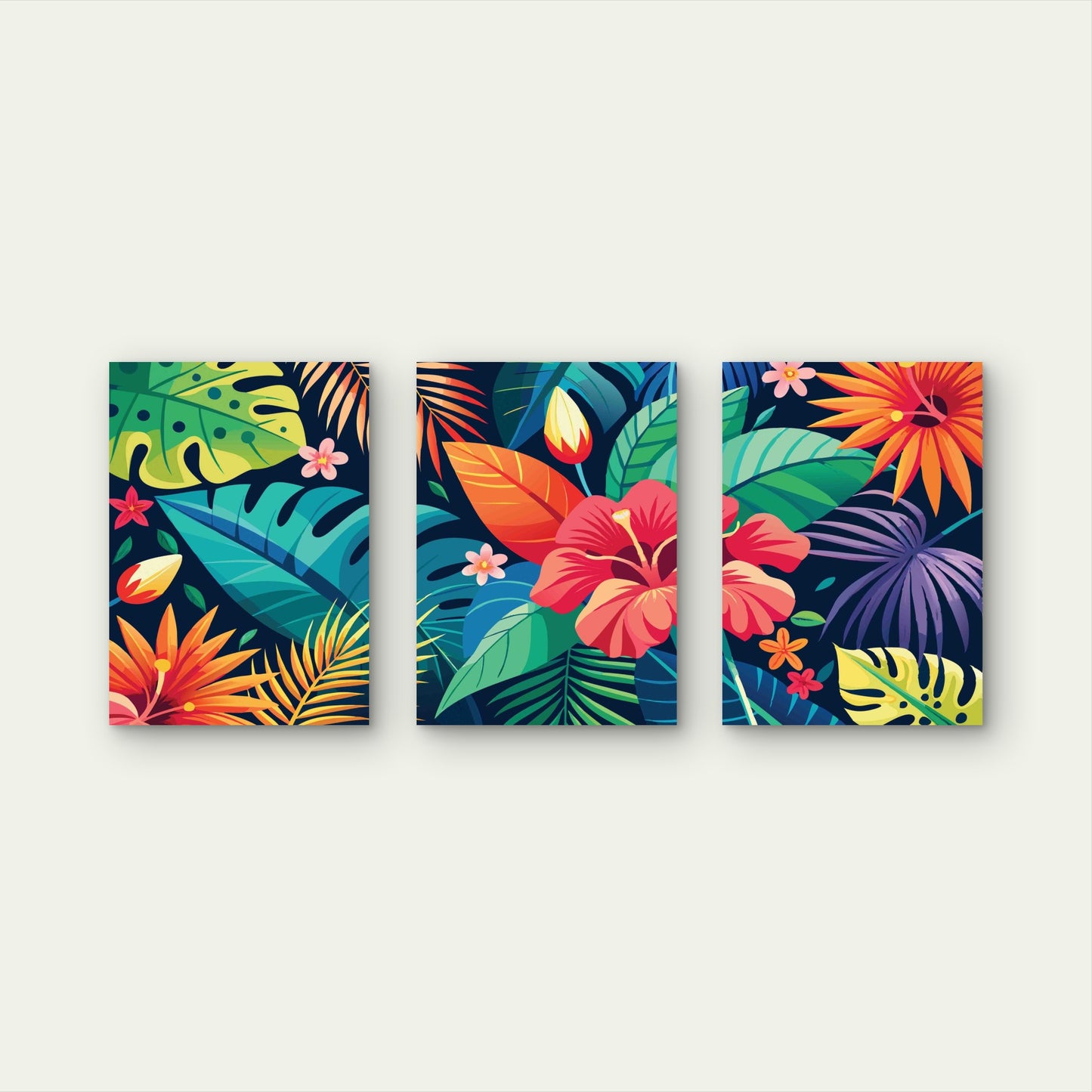 3pcs The Vibrant Tropical Canopy Metal Print Ready to Hang Art