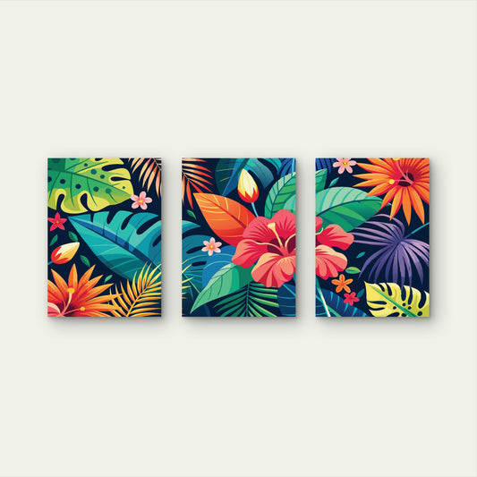 3pcs The Vibrant Tropical Canopy Metal Print Ready to Hang Art
