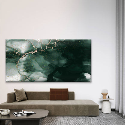 Abstract Green Gold Alcohol Ink Wall Art Canvas Office Home Room Framed 120x60cm