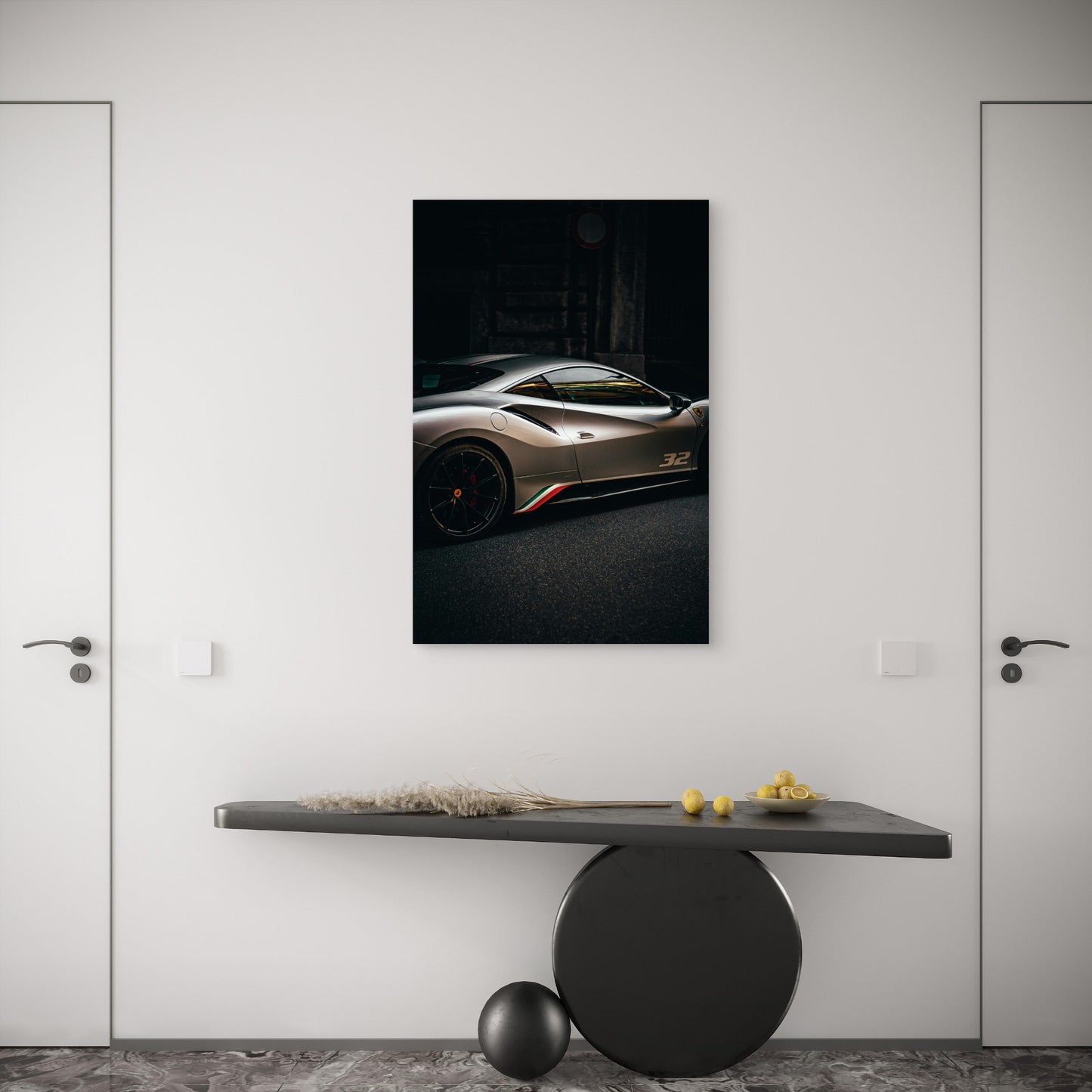 Ferrari 488 Pista Silver Supercar Racing Car 40x60cm Metal Print Ready to Hang
