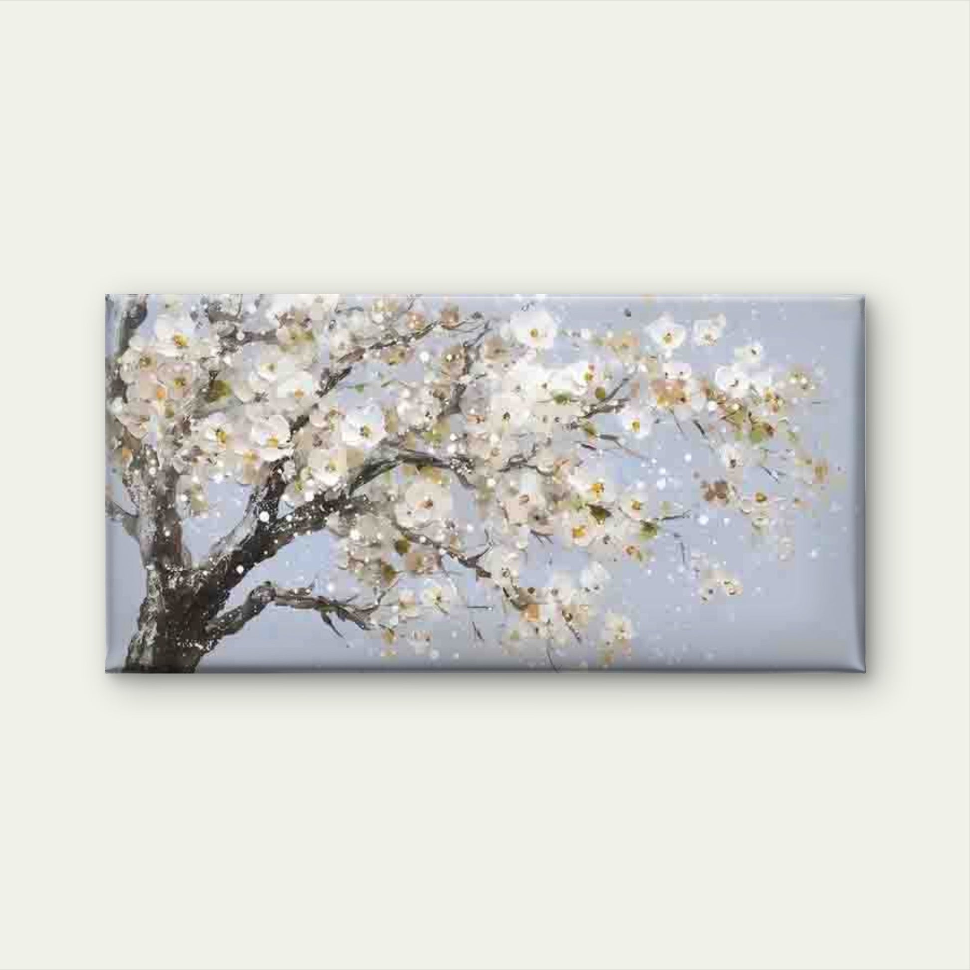 Elegant White Blossom Tree Wall Art Canvas Office Home Room Framed 120x60cm - Bella Home Decor